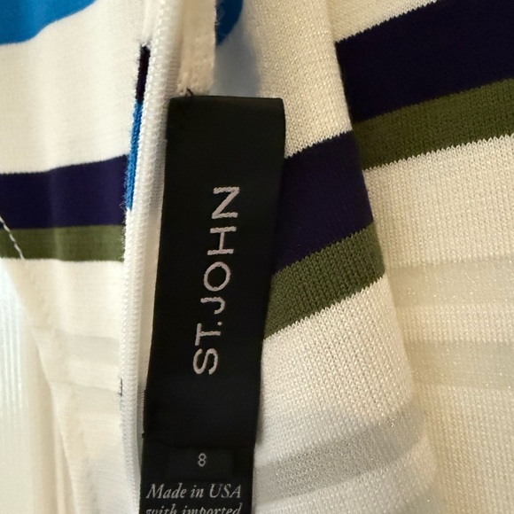 St. John Collection Sleeveless Dress With Strips, Round neck, Knee Length Size 8 - Picture 3 of 4